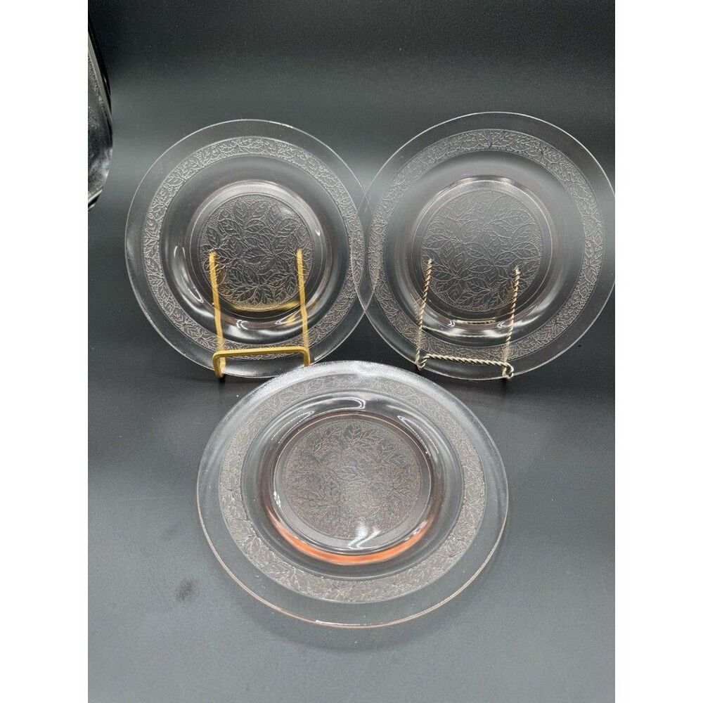 3 Pink Depression Glass Plates From Cambridge Glass Company Style #727 1920